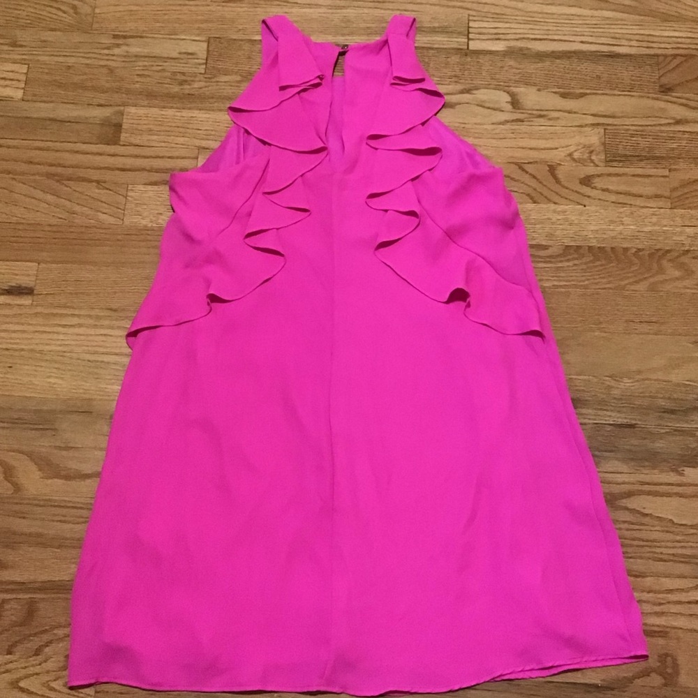 Hot Pink Ruffle Dress - Picture 2 of 3